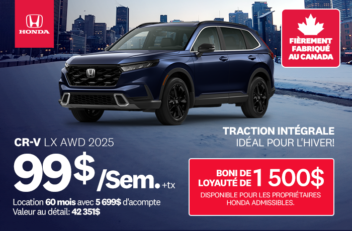 Bannière de Promotion CR-V LX AWD 2025